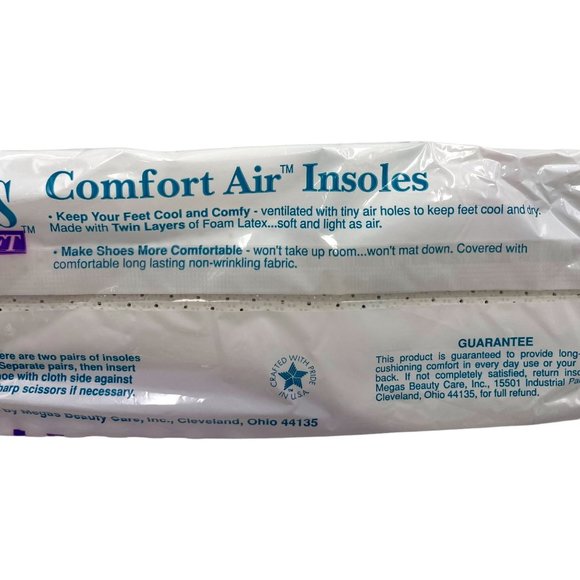 1 pair Megas Super Soft Comfort Air Insoles Womens 5 6 New Old Stock Fast Ship - Picture 3 of 5